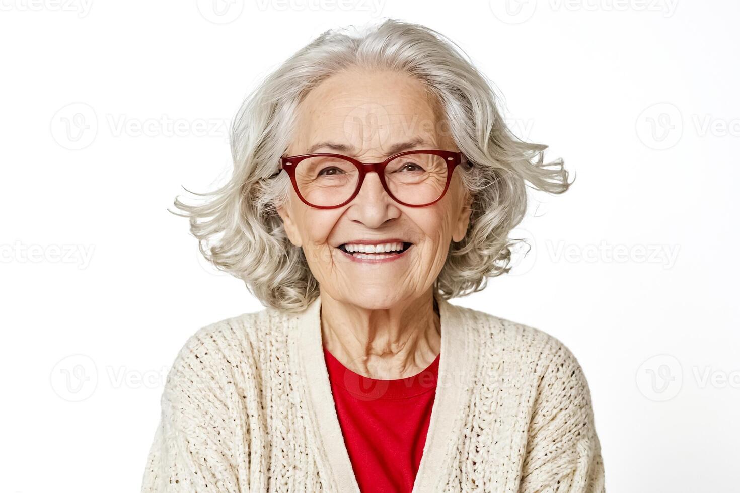 Portrait of a smiling senior woman wearing glasses photo