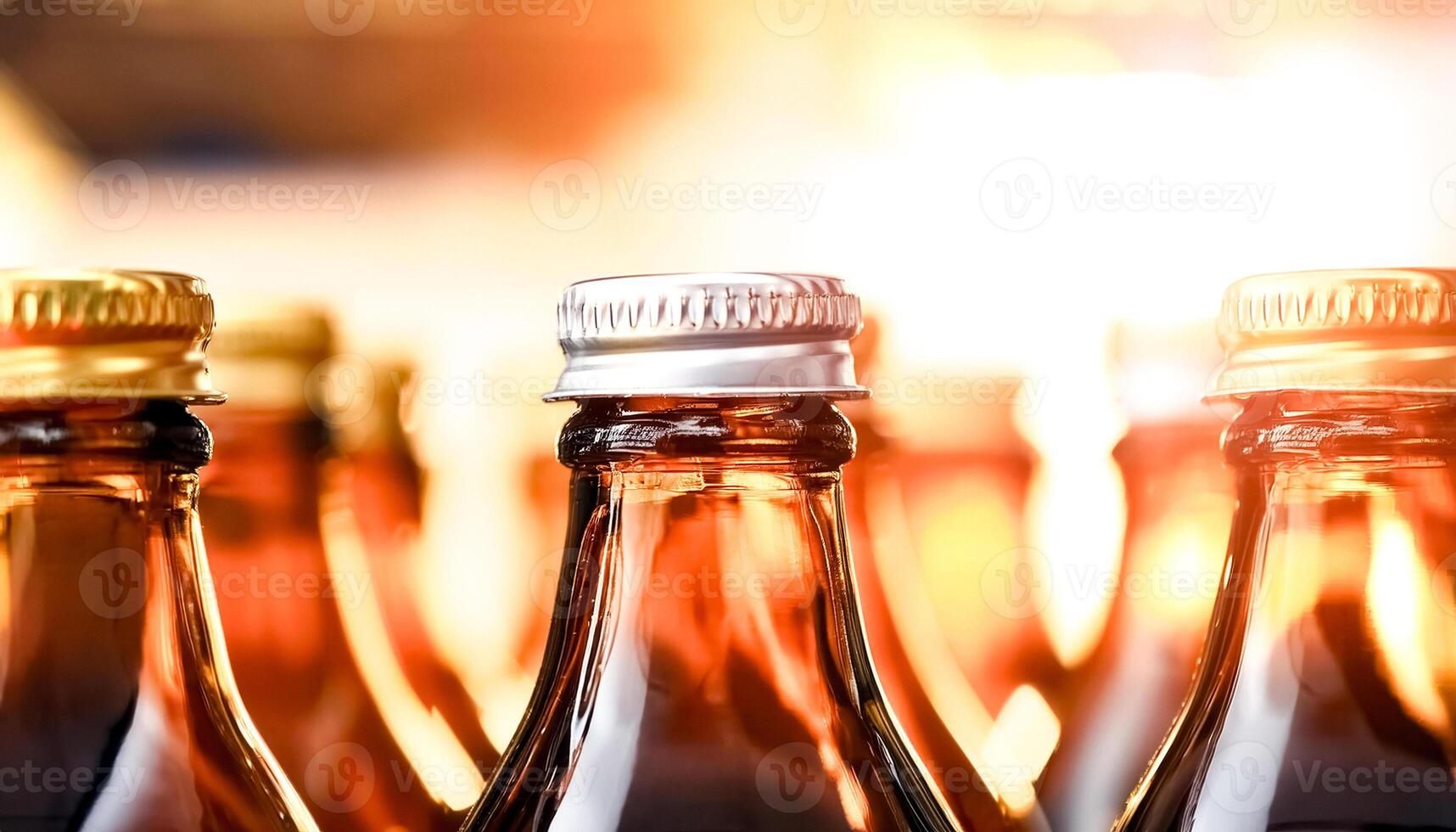 Closeup of Bottles with Golden Caps photo