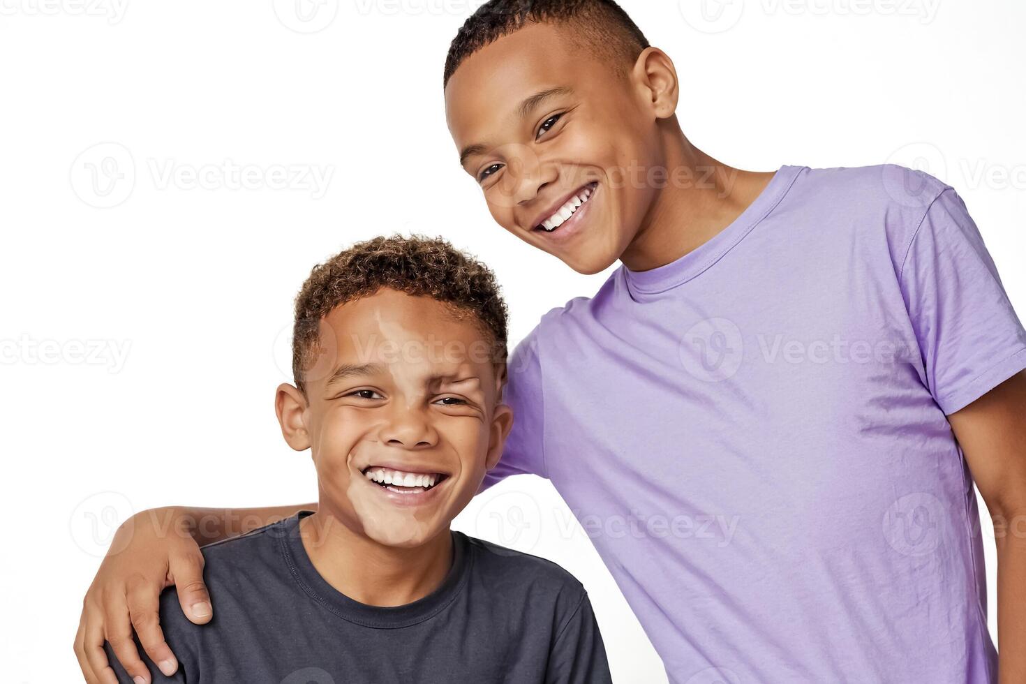 Two happy brothers smiling and laughing together photo