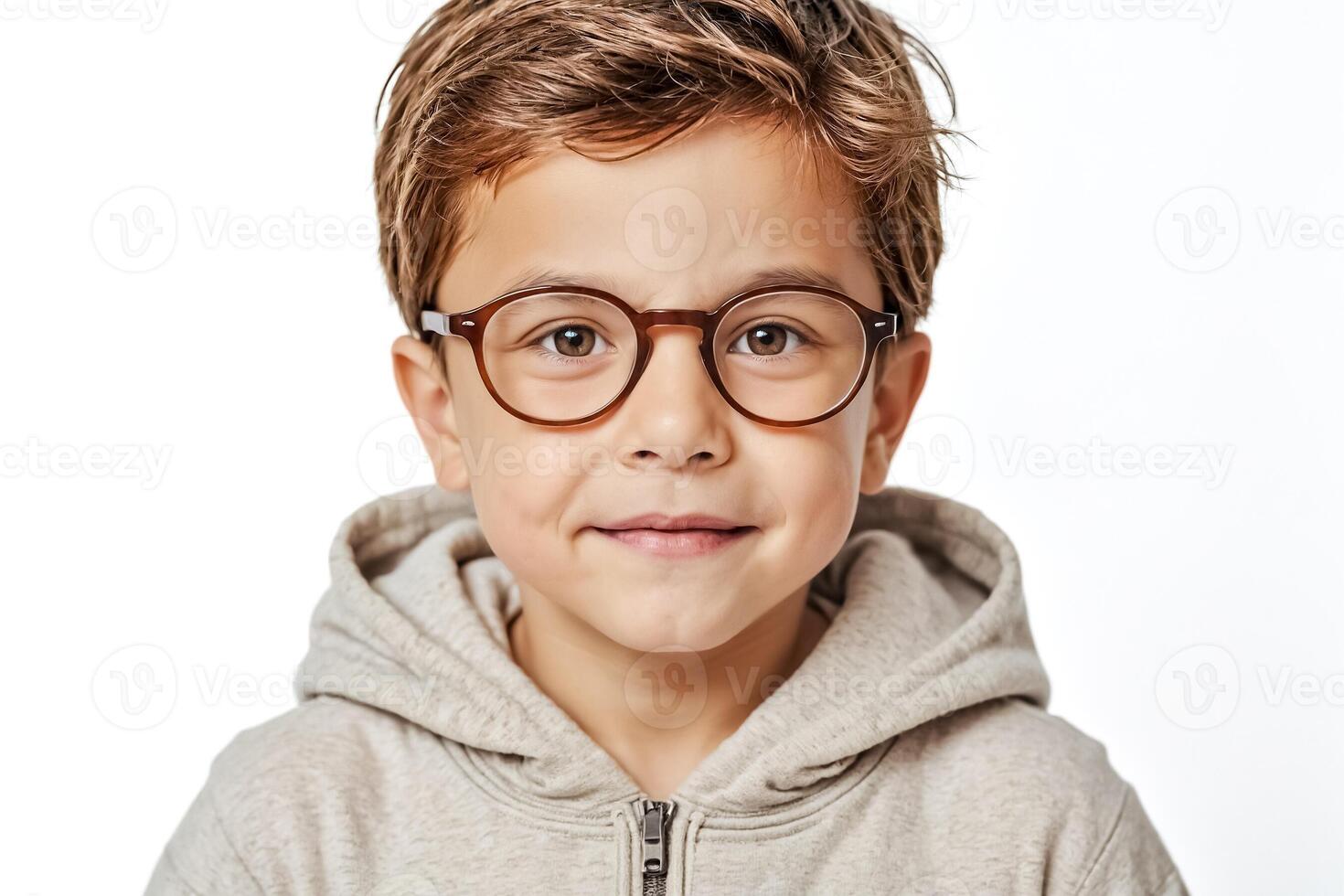 Portrait of a Young Boy Wearing Glasses photo