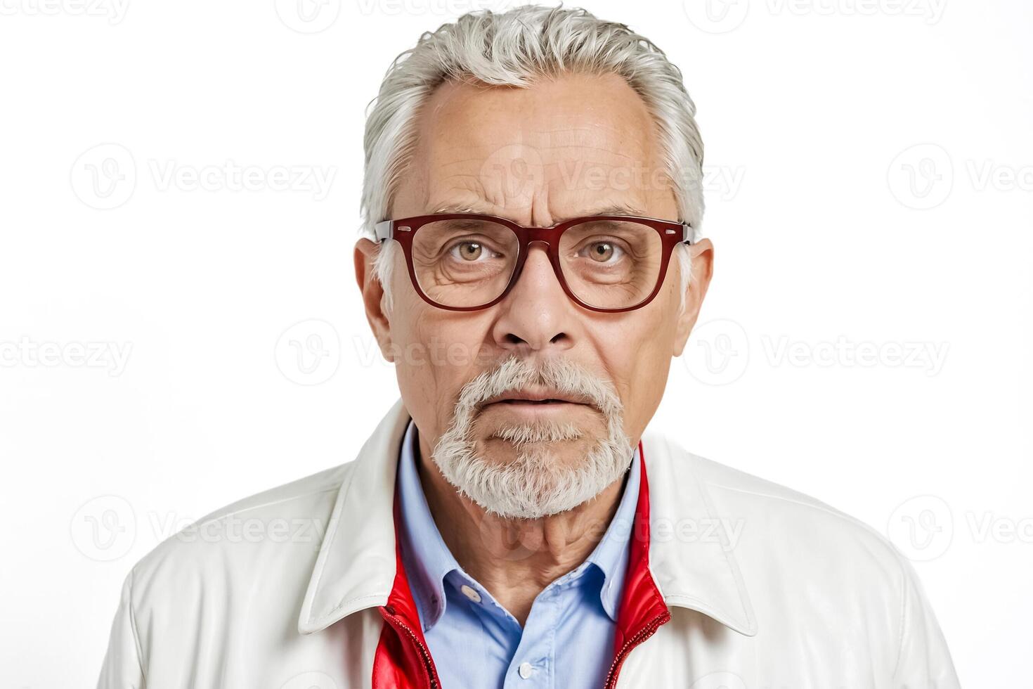 Portrait of a man with grey hair and beard wearing glasses photo