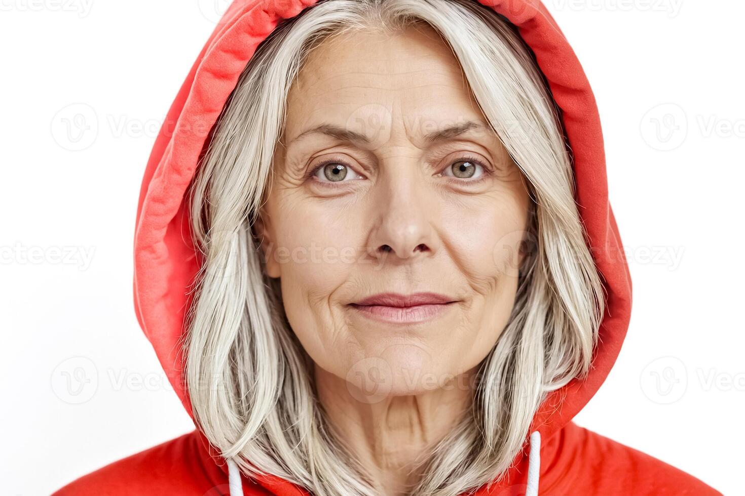 Portrait of a woman in a red hoodie photo