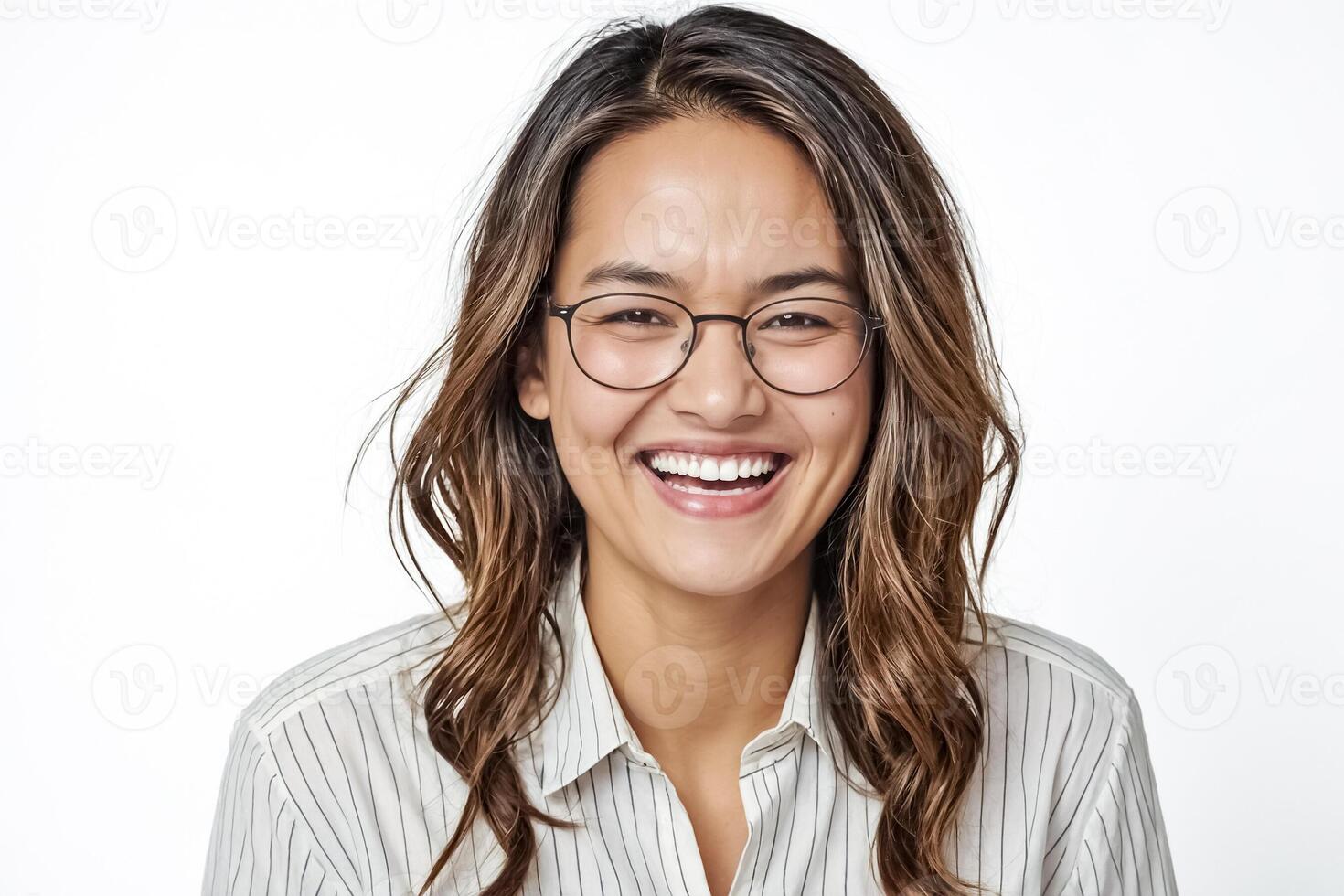 Portrait of a smiling woman with glasses photo