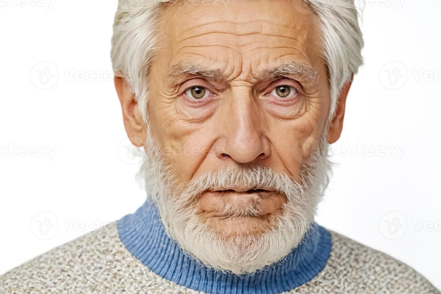 Close-up Portrait of a Senior Man with White Hair and a White Beard photo