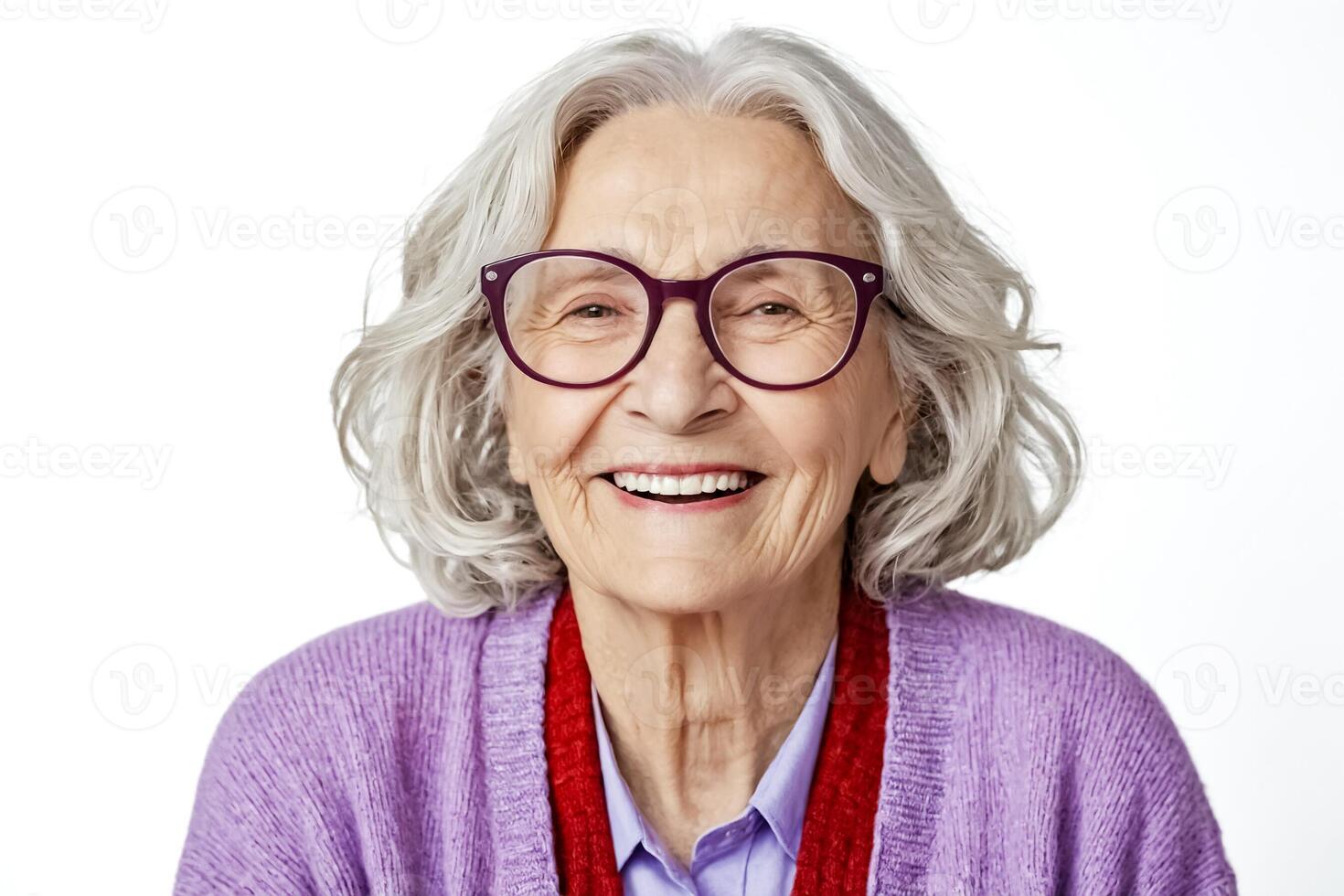 Happy Senior Woman Wearing Glasses photo