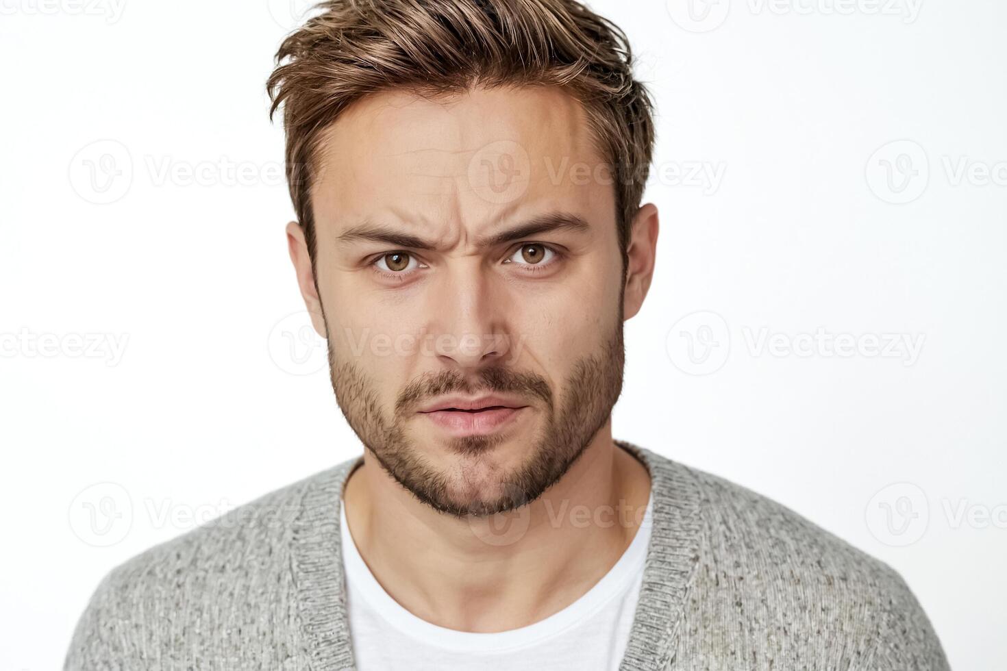 Young Man with Doubtful Expression photo