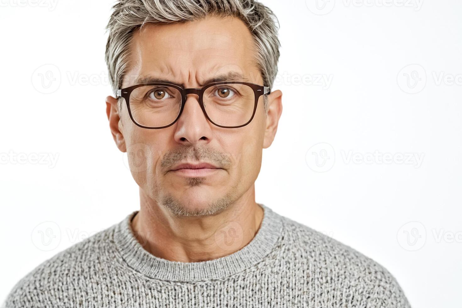 Portrait of a Man with Glasses Looking Suspicious photo
