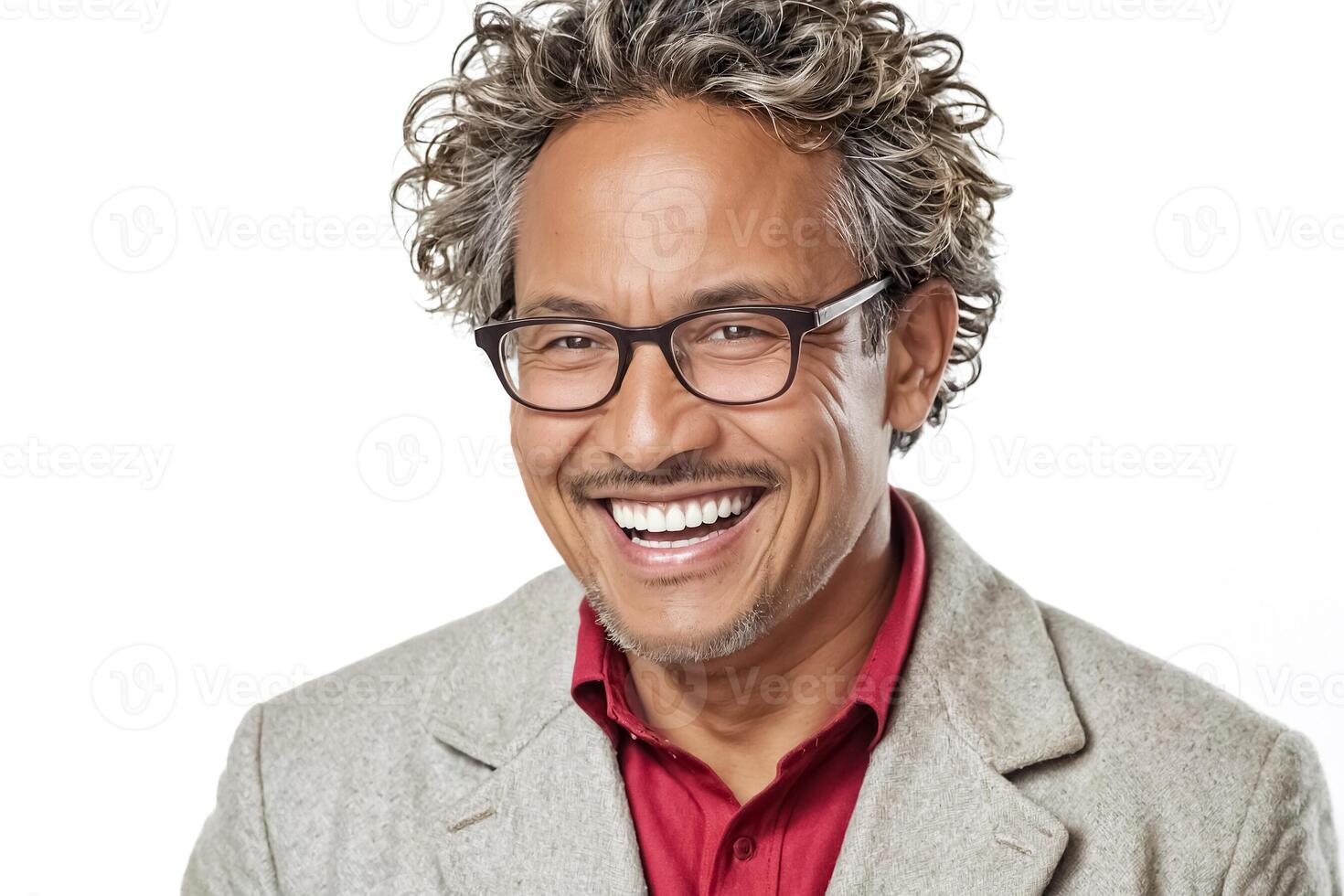 Happy Middle-Aged Man Wearing Glasses photo