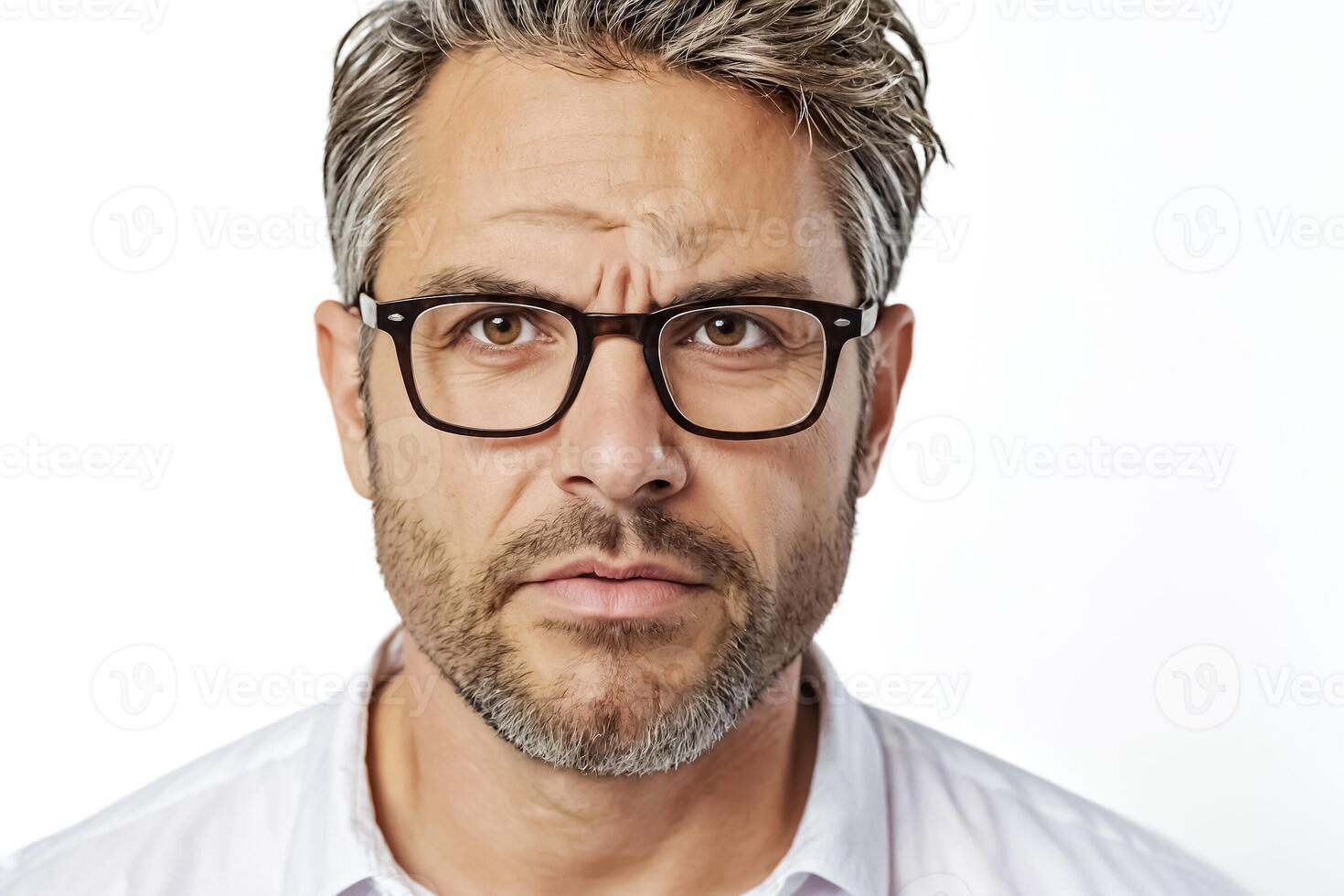 Portrait of a Serious Man with Glasses photo