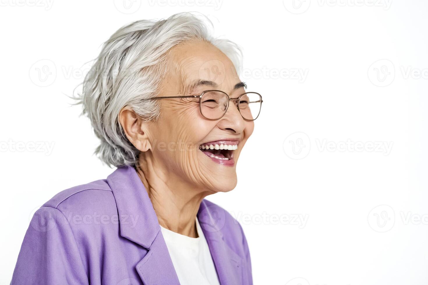 Portrait of a smiling senior woman wearing glasses photo