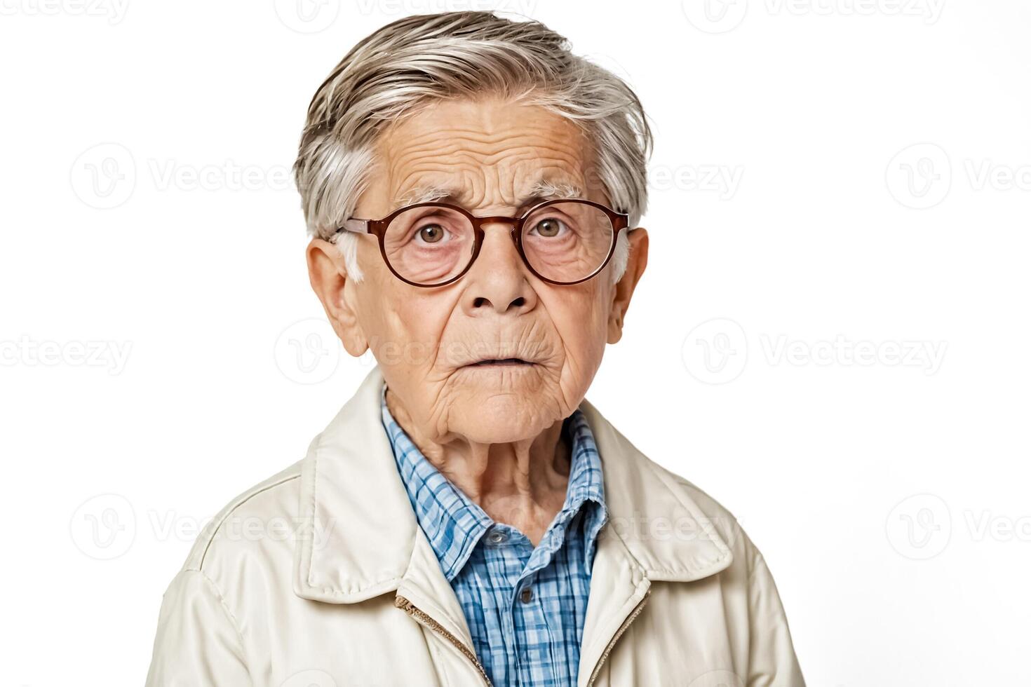 Portrait of a pensive elderly man with glasses photo
