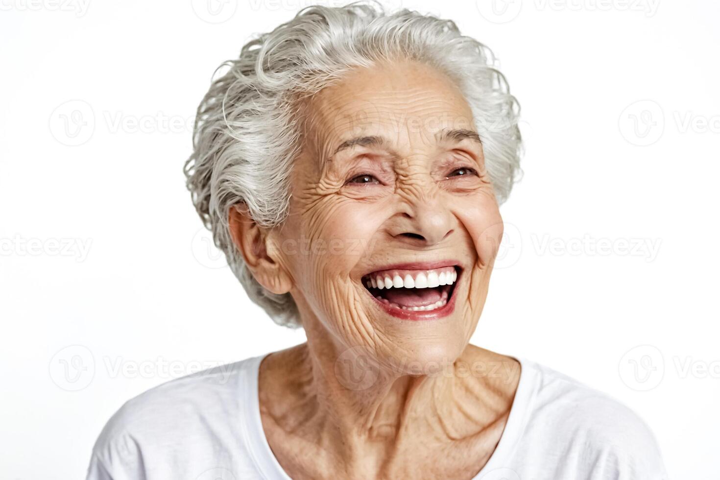Happy Senior Woman Smiling with White Teeth photo