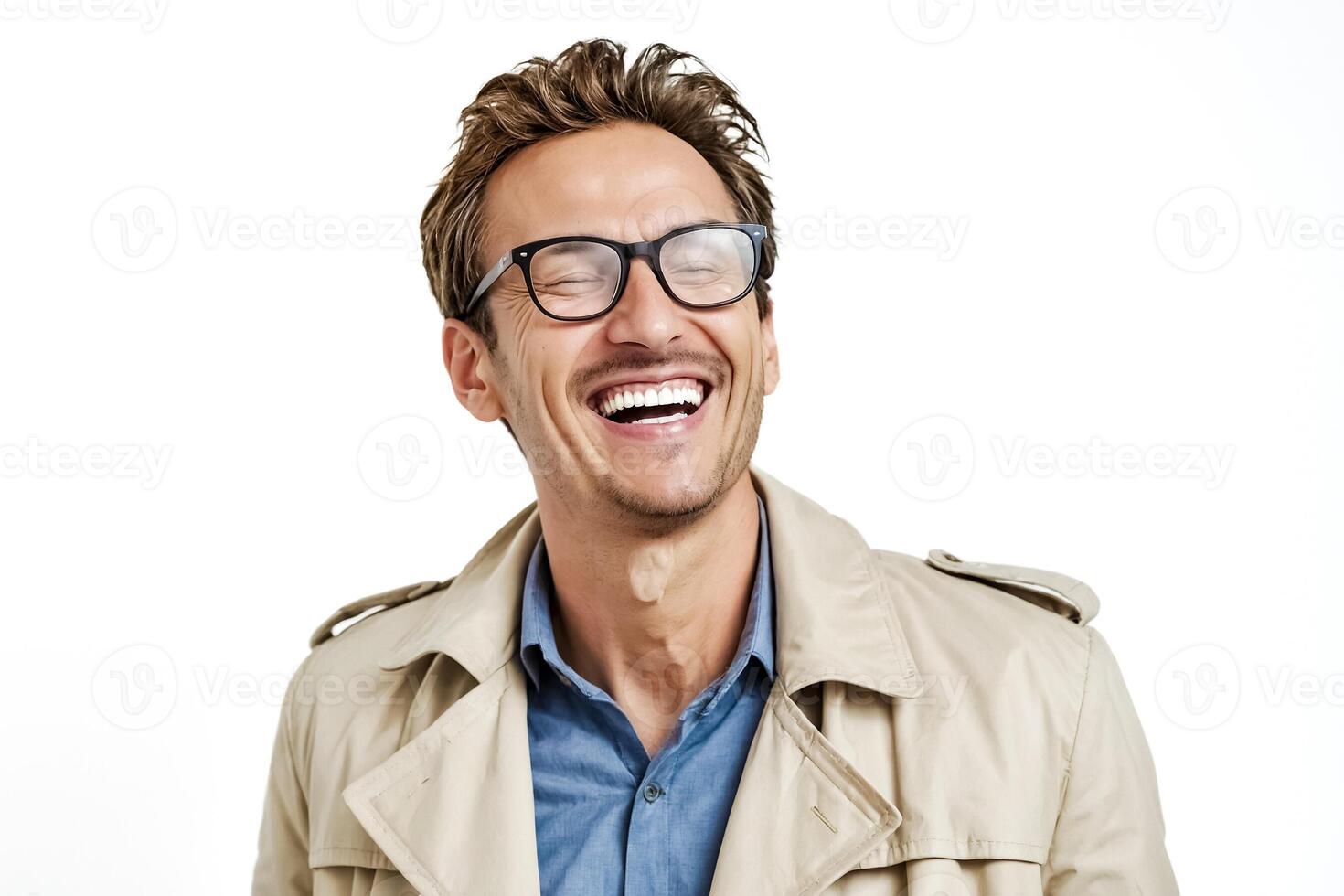 Happy Man In Glasses Laughs photo
