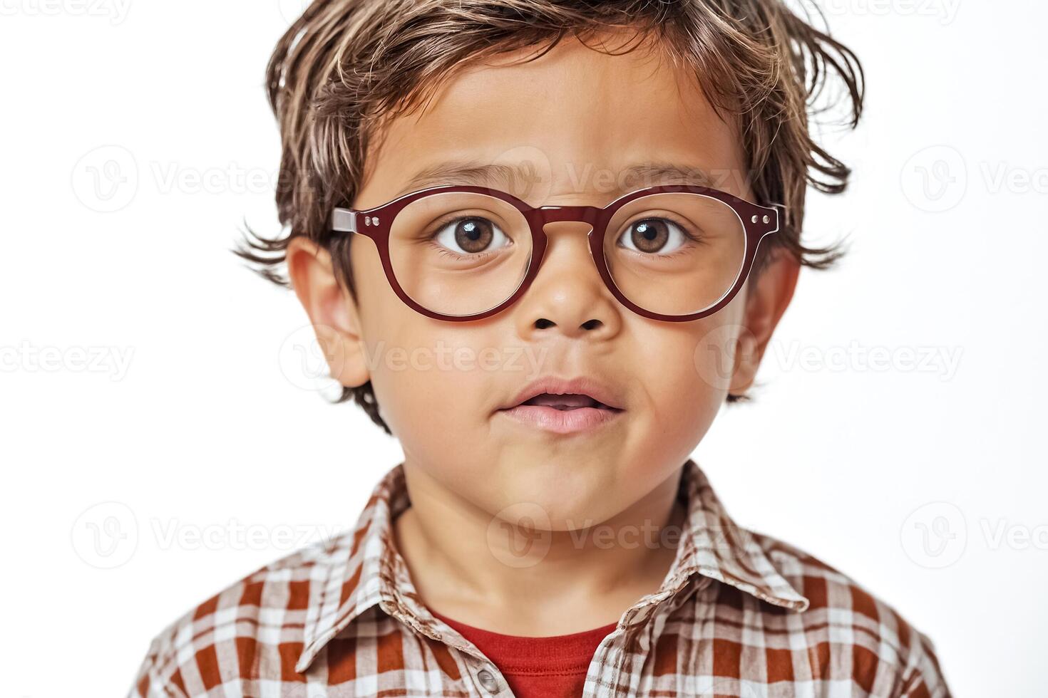 Portrait of a Young Boy Wearing Glasses photo