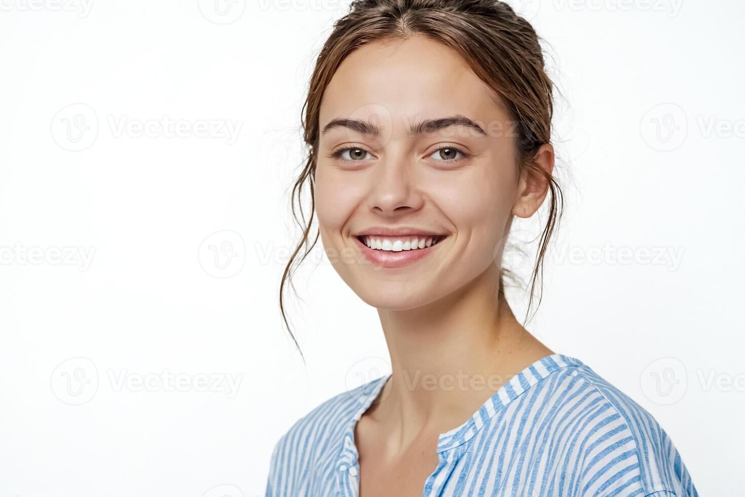 Portrait of a Beautiful Smiling Woman with White Teeth photo