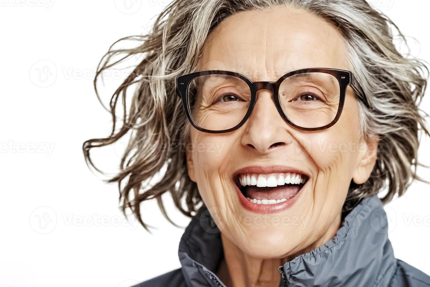 Portrait of a Smiling Senior Woman with Glasses photo