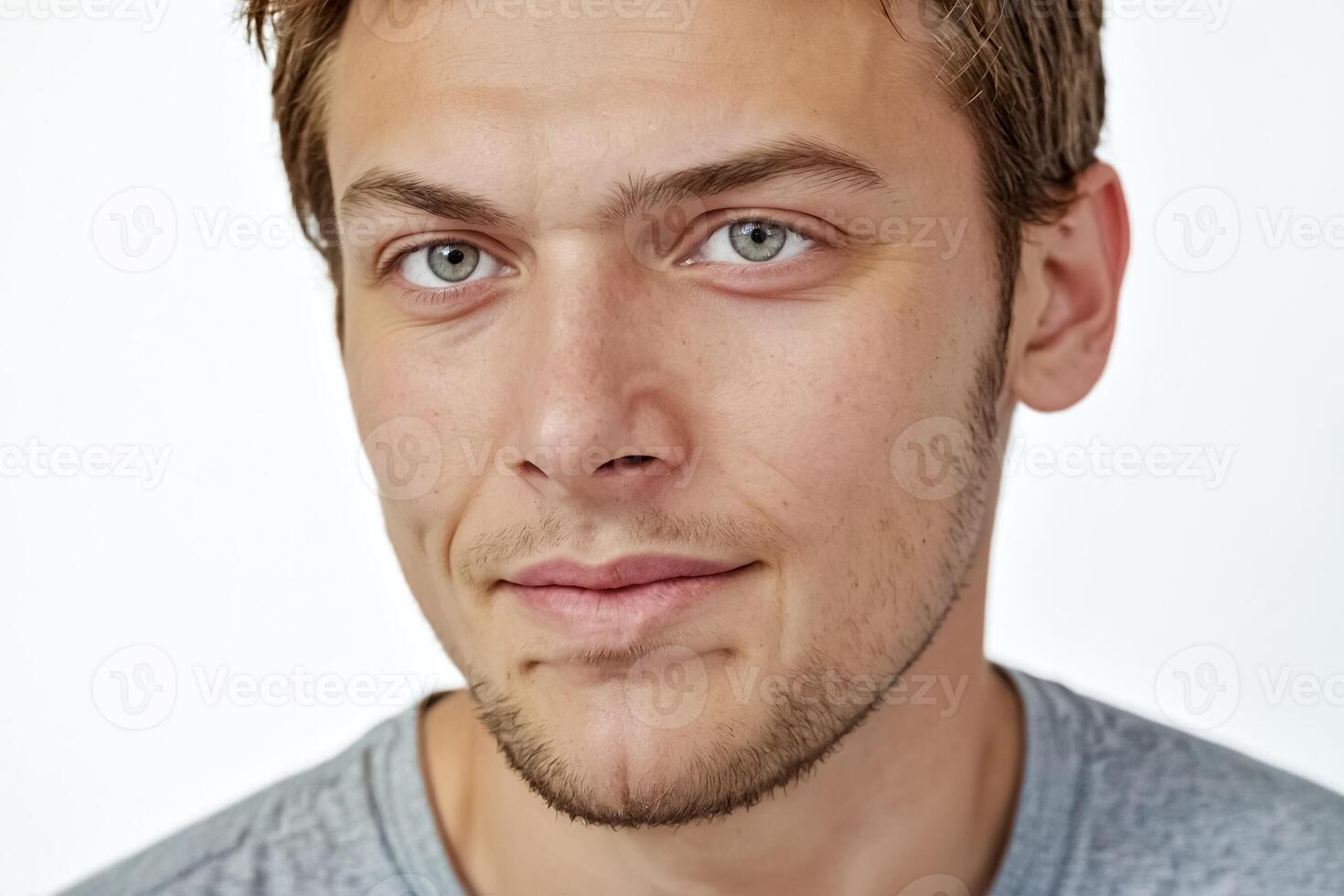 Close-up portrait of a young man with a subtle smile photo