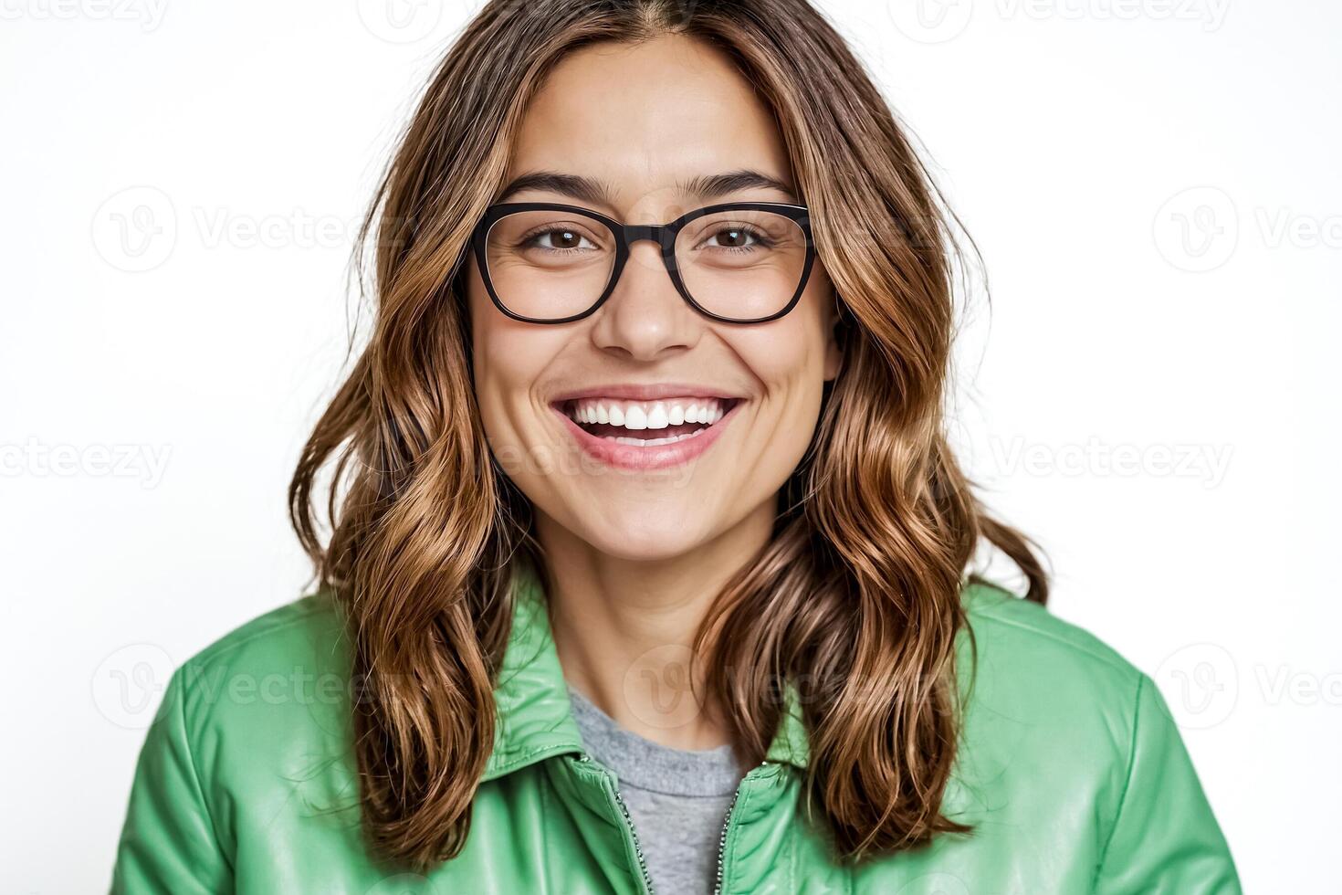 Portrait of a smiling woman in glasses photo