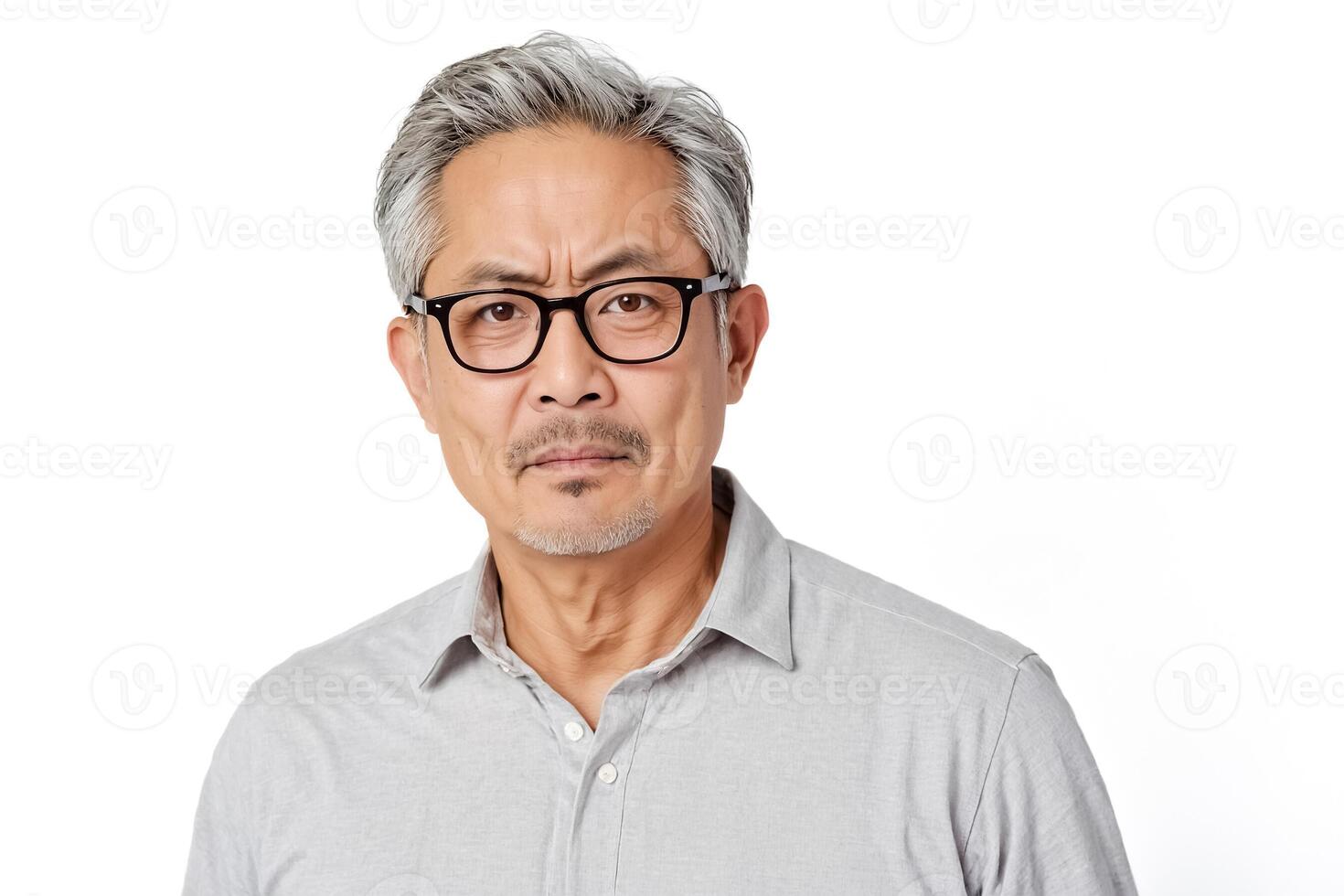 Portrait of a thoughtful man in a gray shirt photo
