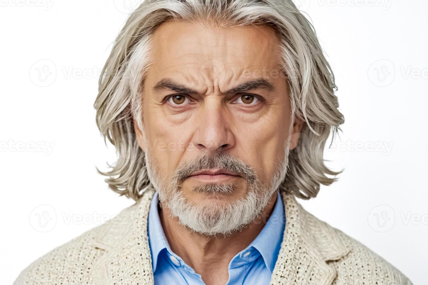 Close-up portrait of a serious middle-aged man photo