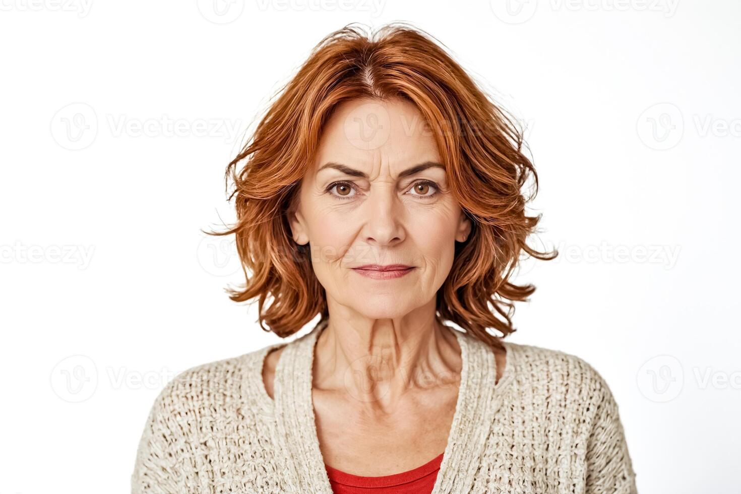 Close Up of a Middle Aged Woman Looking Directly at the Camera photo