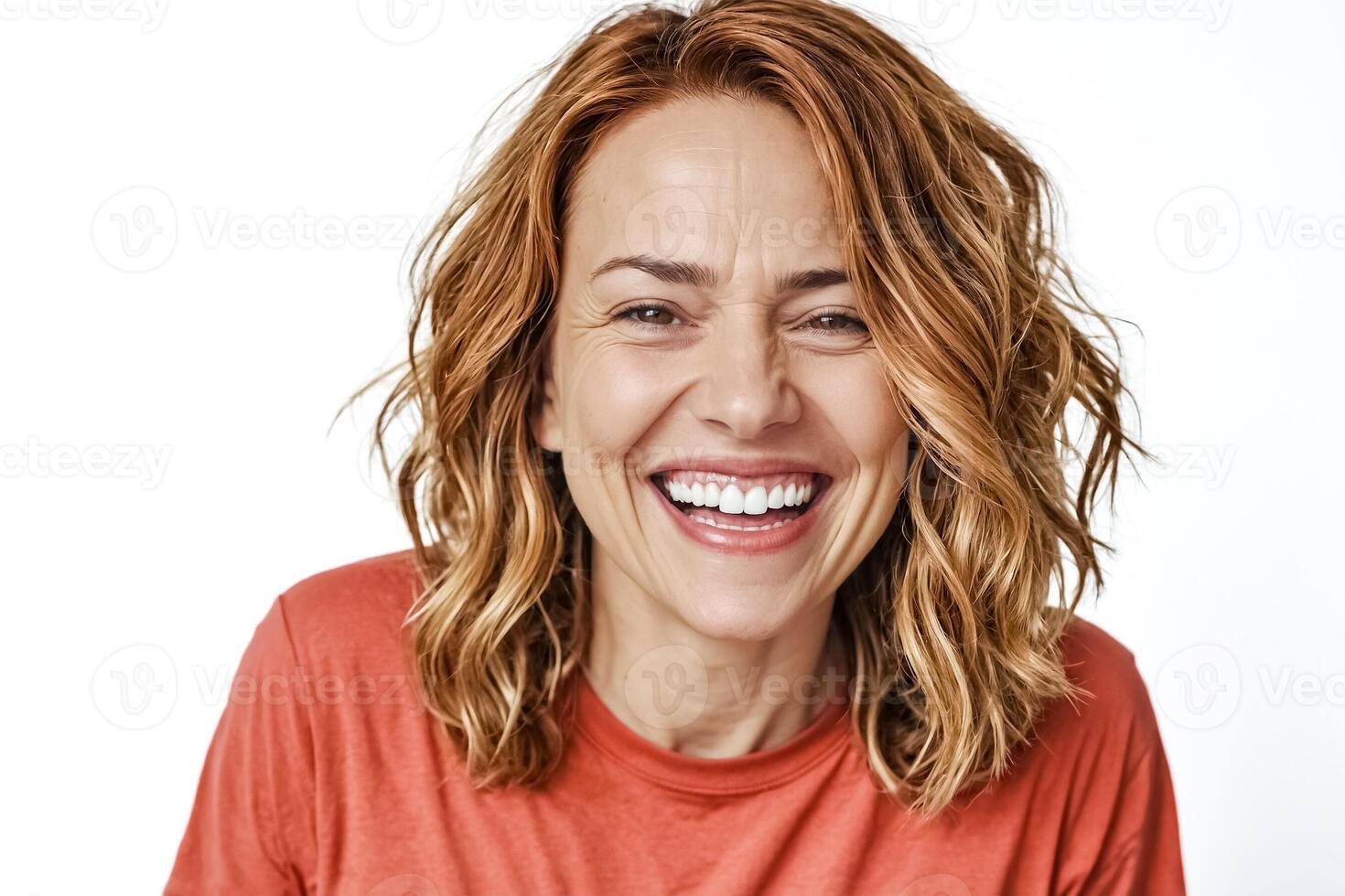 Woman with Red Hair Laughing photo
