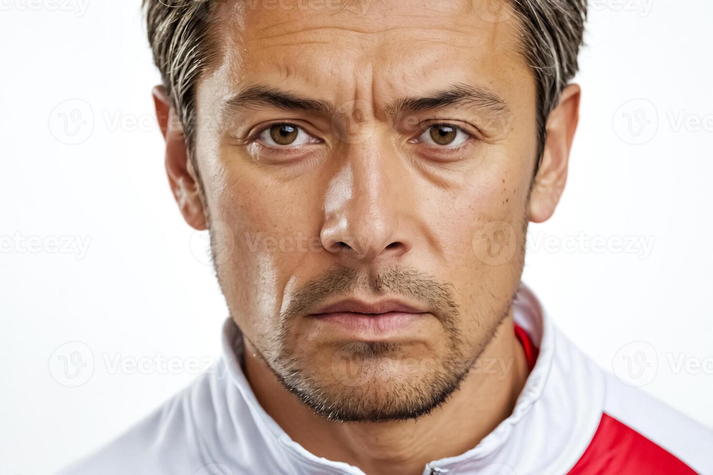 Close-up Portrait of a Serious Man photo