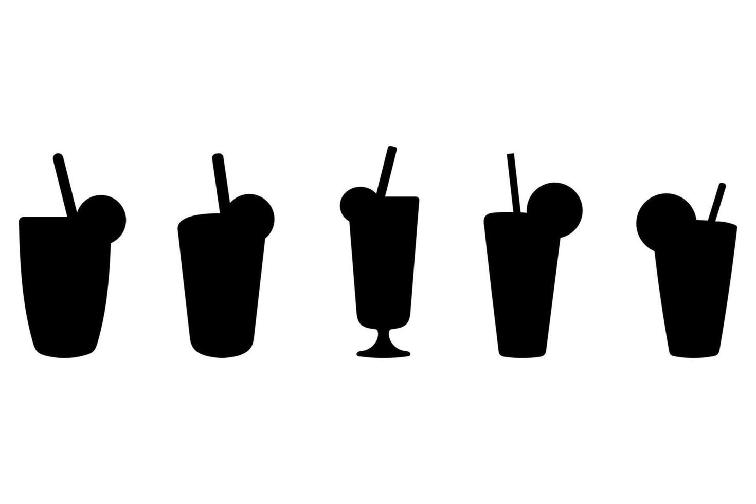 Ice drink silhouette illustration icon set vector
