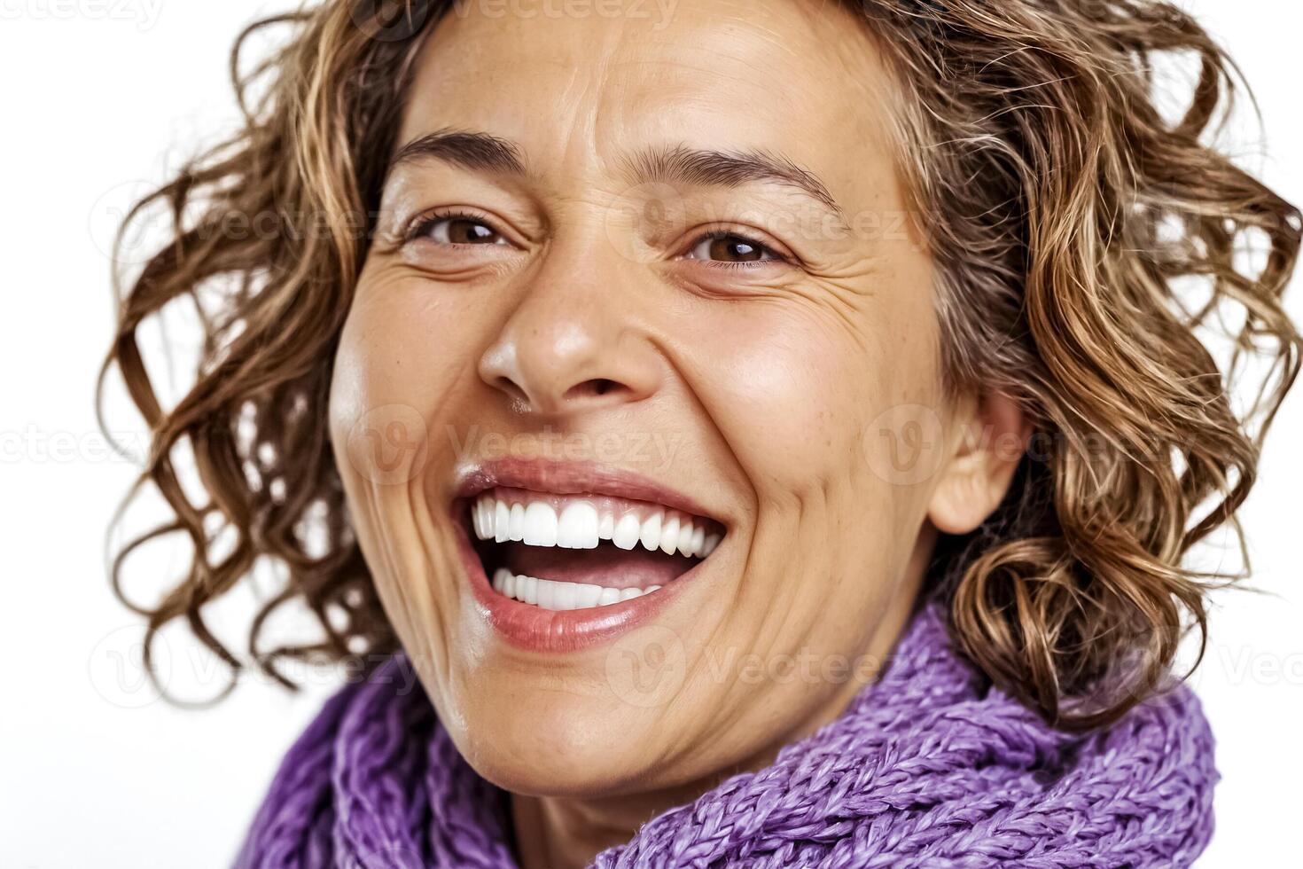 Portrait of a beautiful woman laughing with joy photo