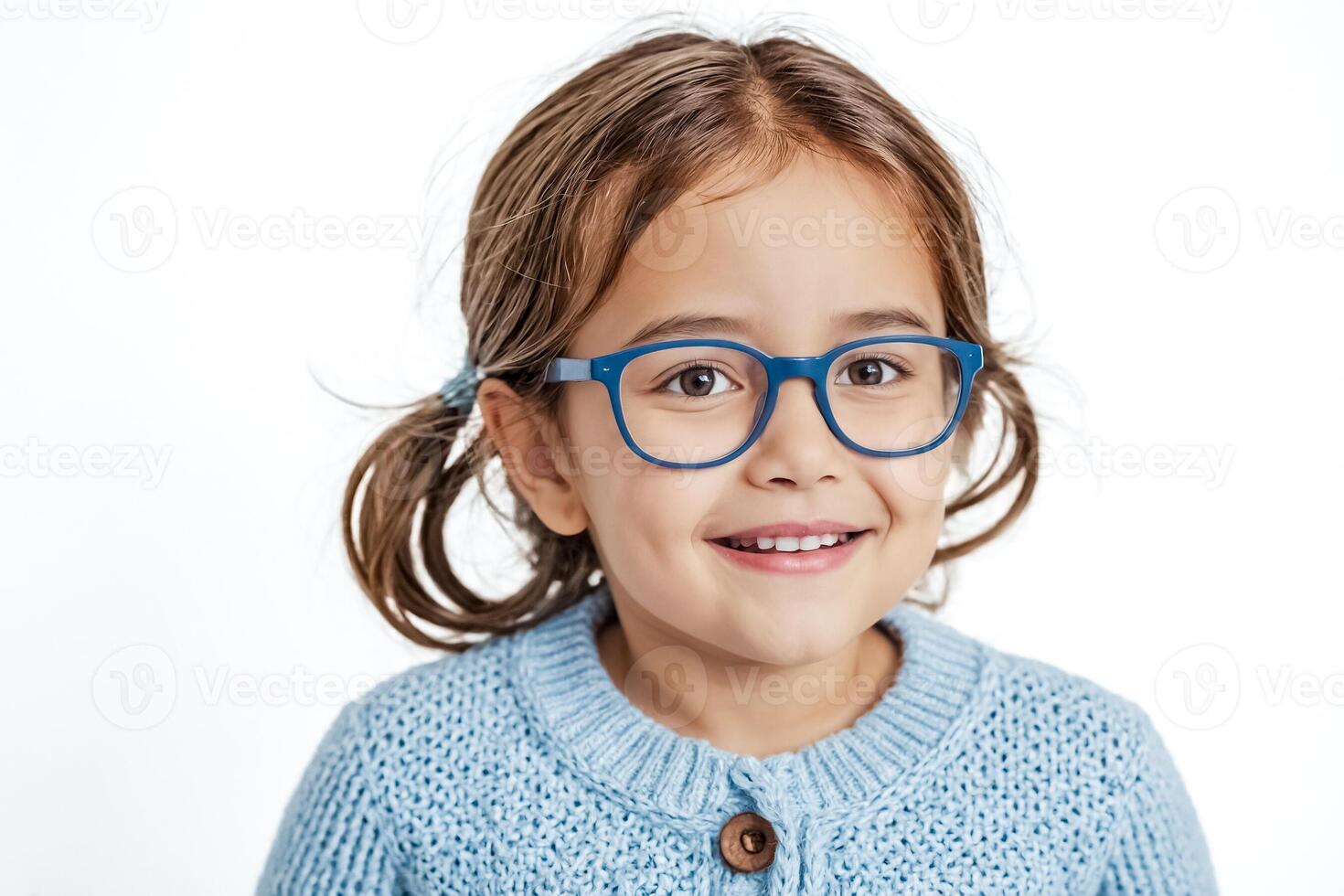 Portrait of a Smiling Little Girl Wearing Glasses photo