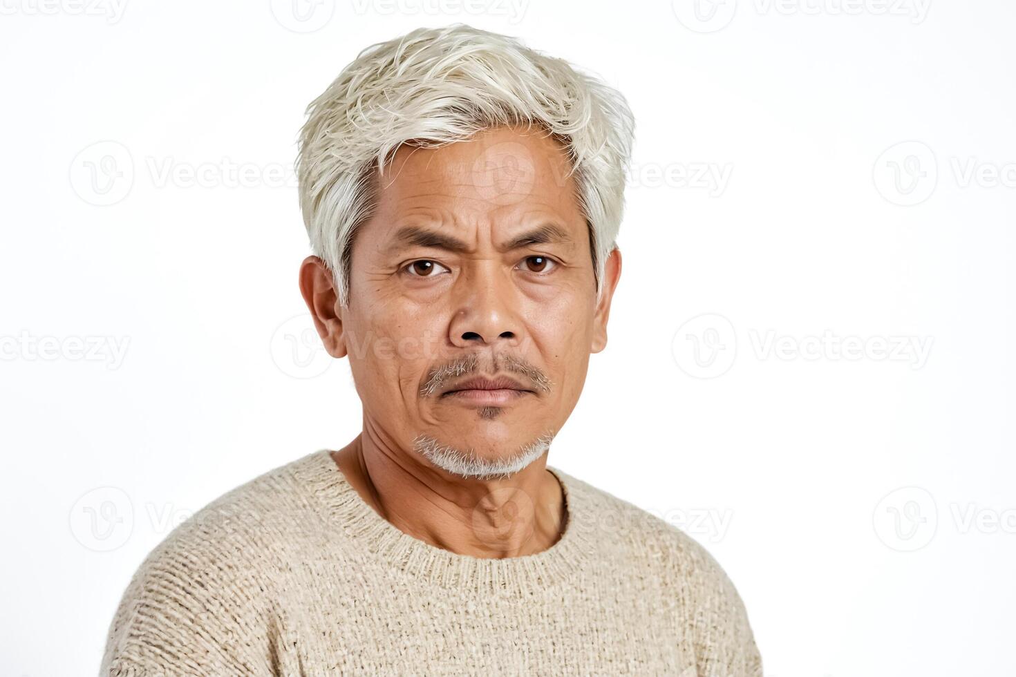 Serious Asian Senior Man with Gray Hair photo