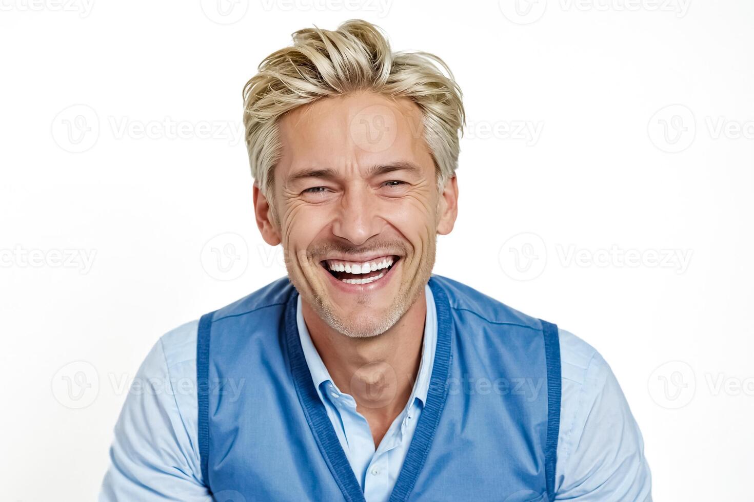 Portrait of a smiling man with blond hair photo