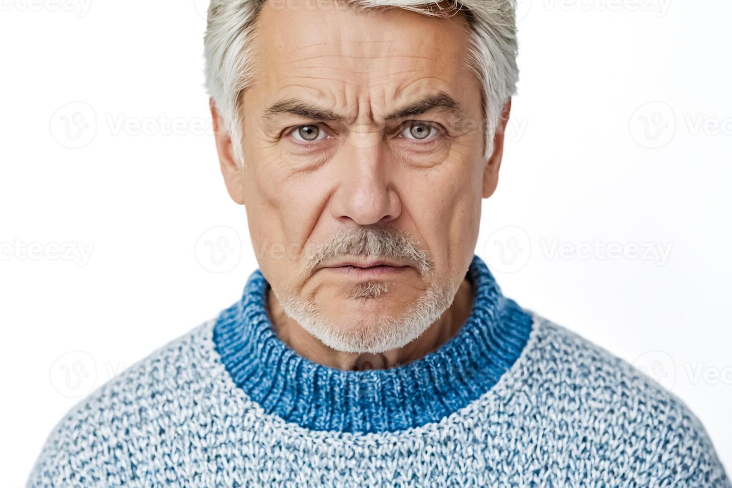 Close-up portrait of a serious senior man photo