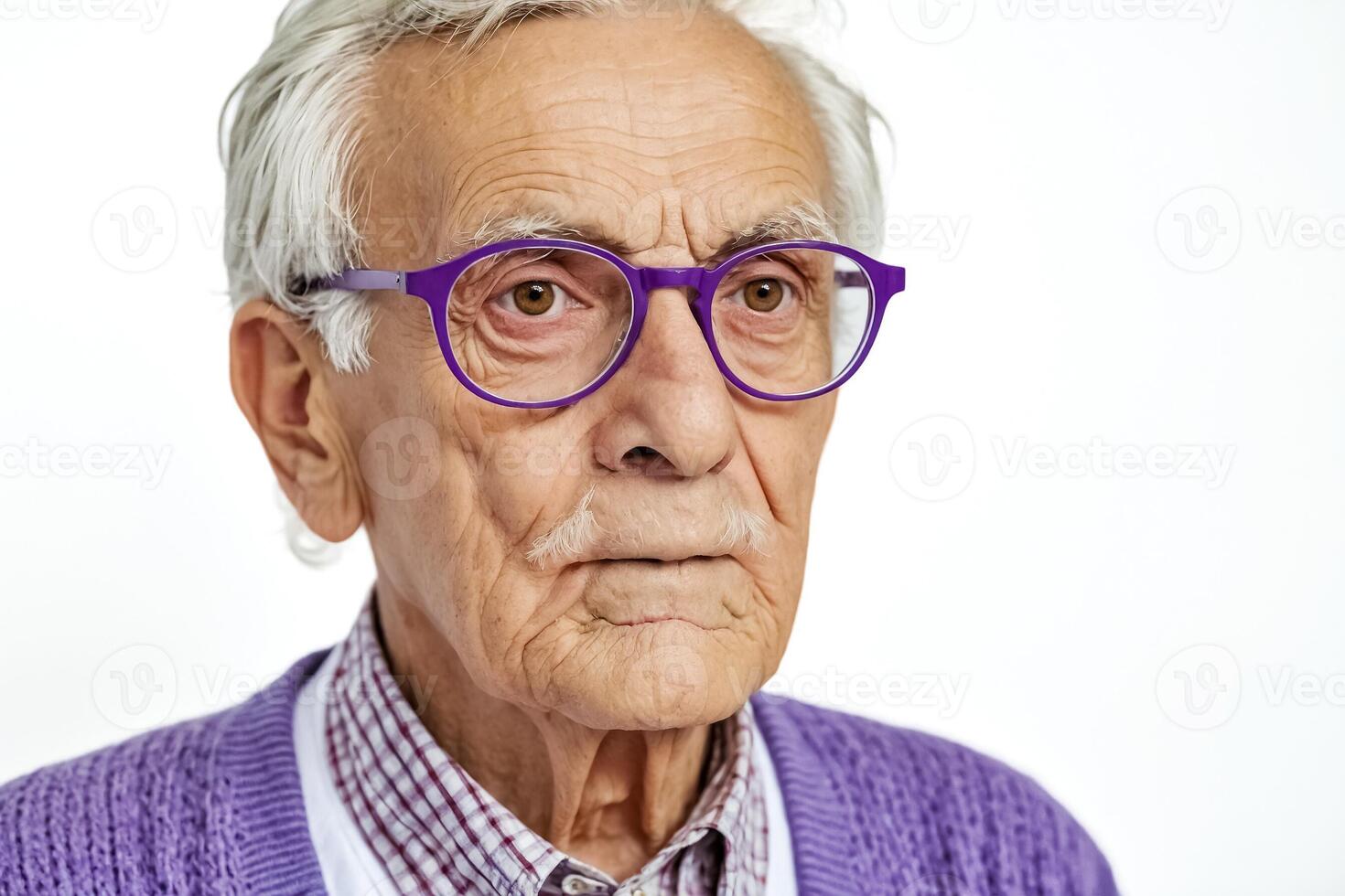 Senior man with glasses looking at camera photo