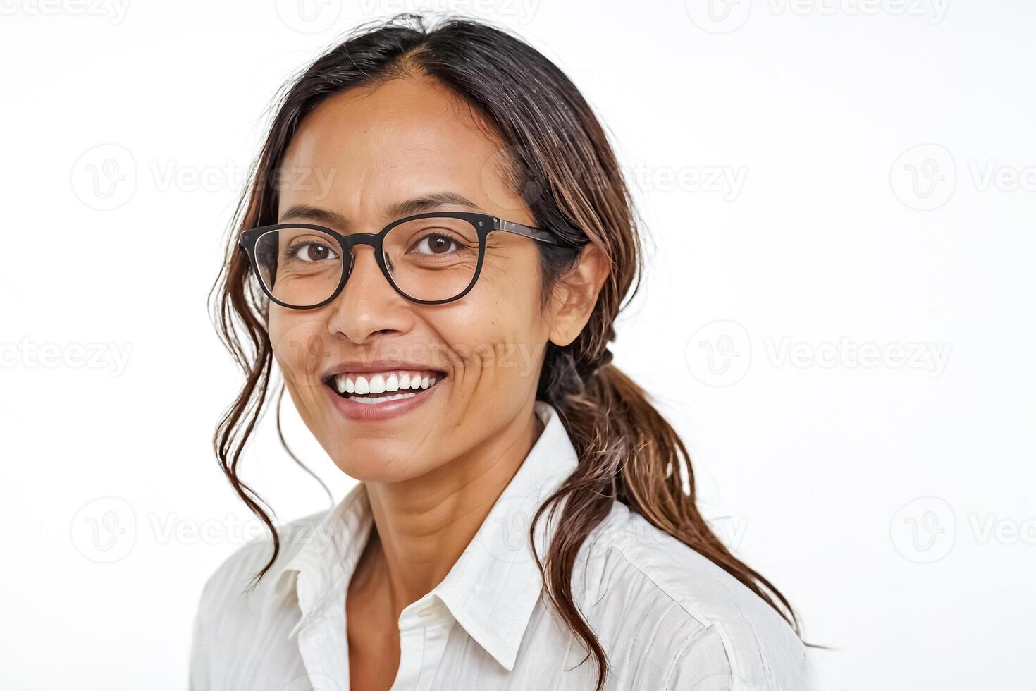 Portrait of a Smiling Woman with Glasses photo