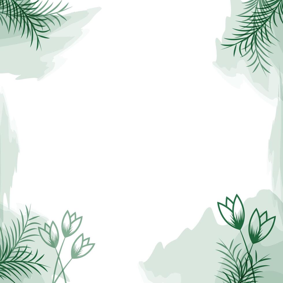 Abstract botanical and tulip border vector