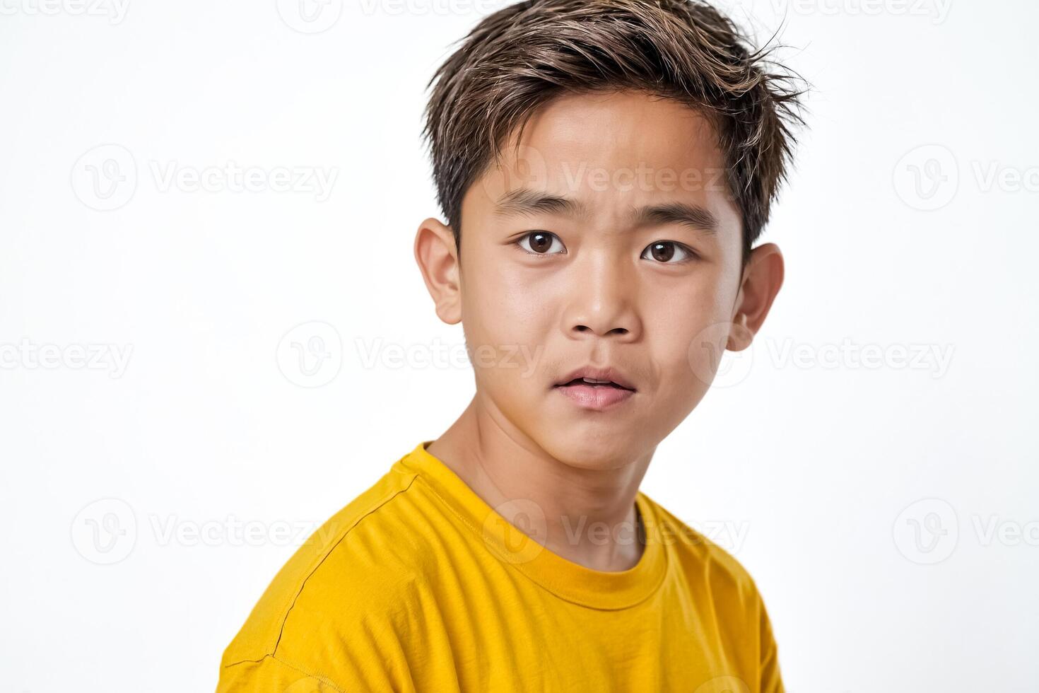 Portrait of a Young Boy with a Curious Expression photo