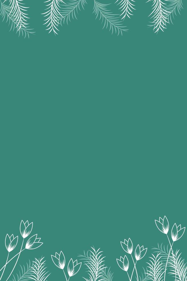 Flower and leaf border design with sage green background frame. Leaves and tulip design used for posters ,cards, flyers, wedding invitations, invite, border, frame vector