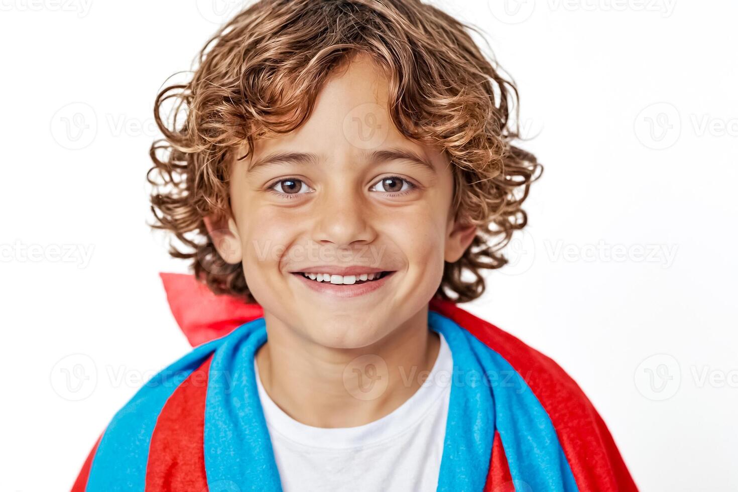 Portrait of a smiling boy with curly hair photo