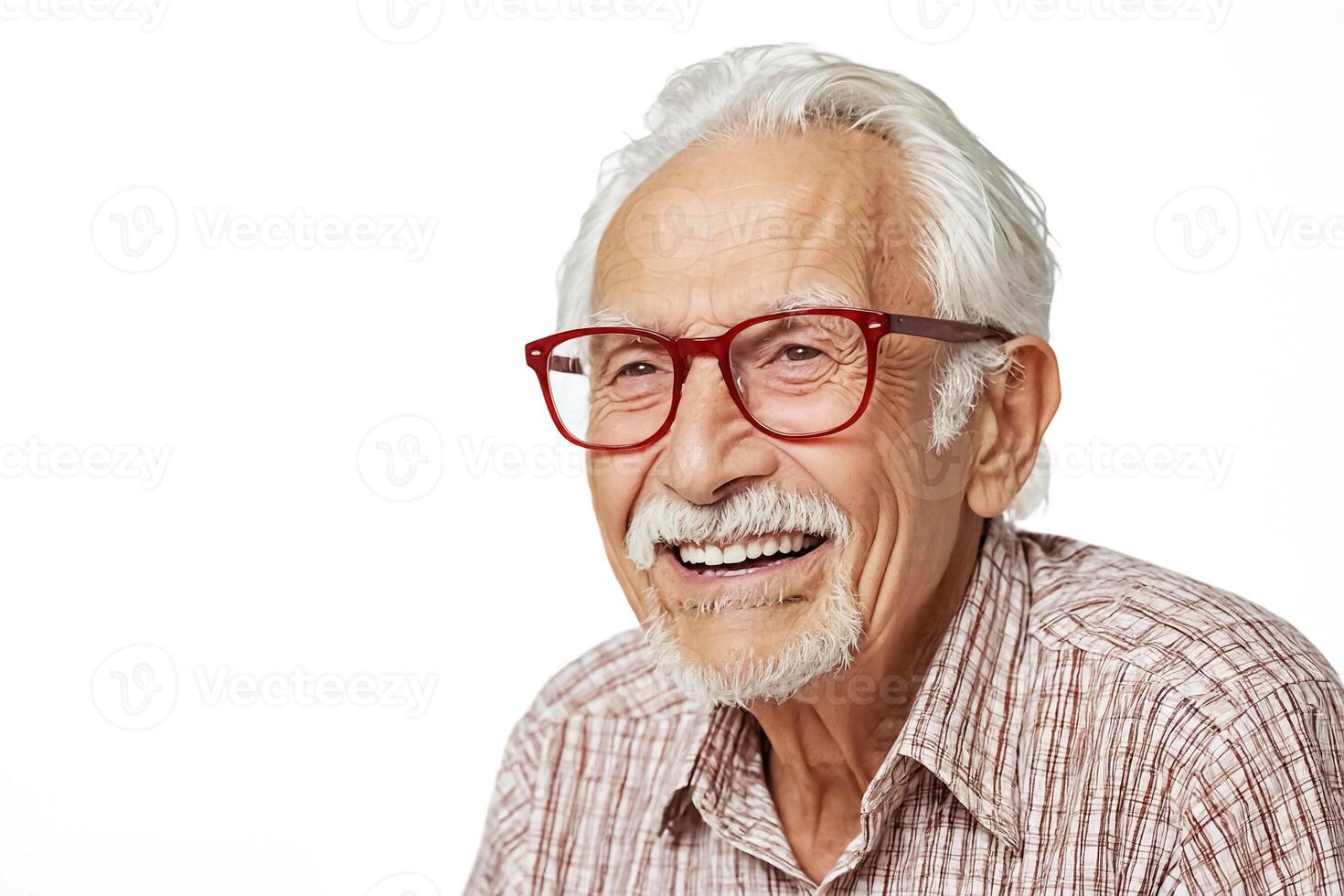 Portrait of a happy senior man wearing glasses photo