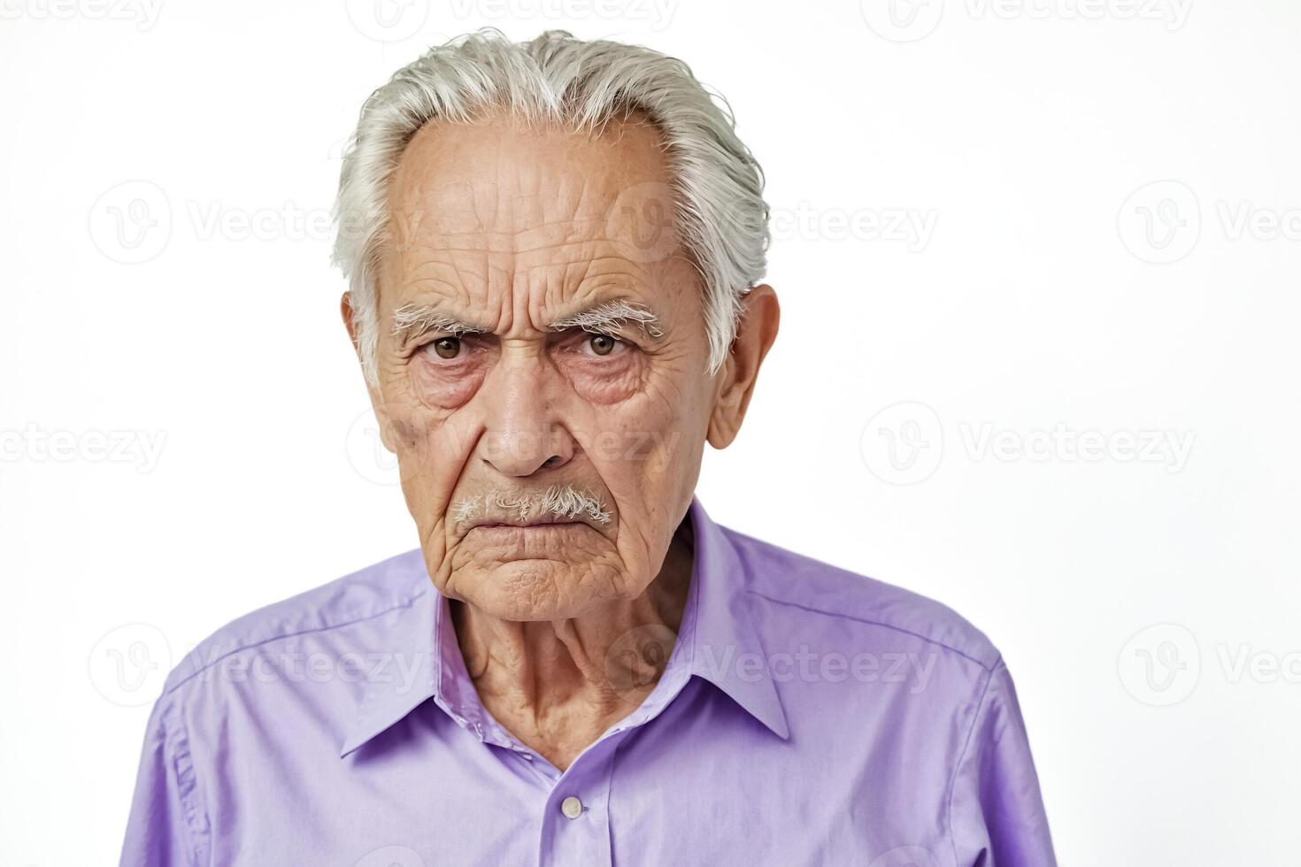 Closeup Portrait of an Elderly Man with a Serious Expression photo