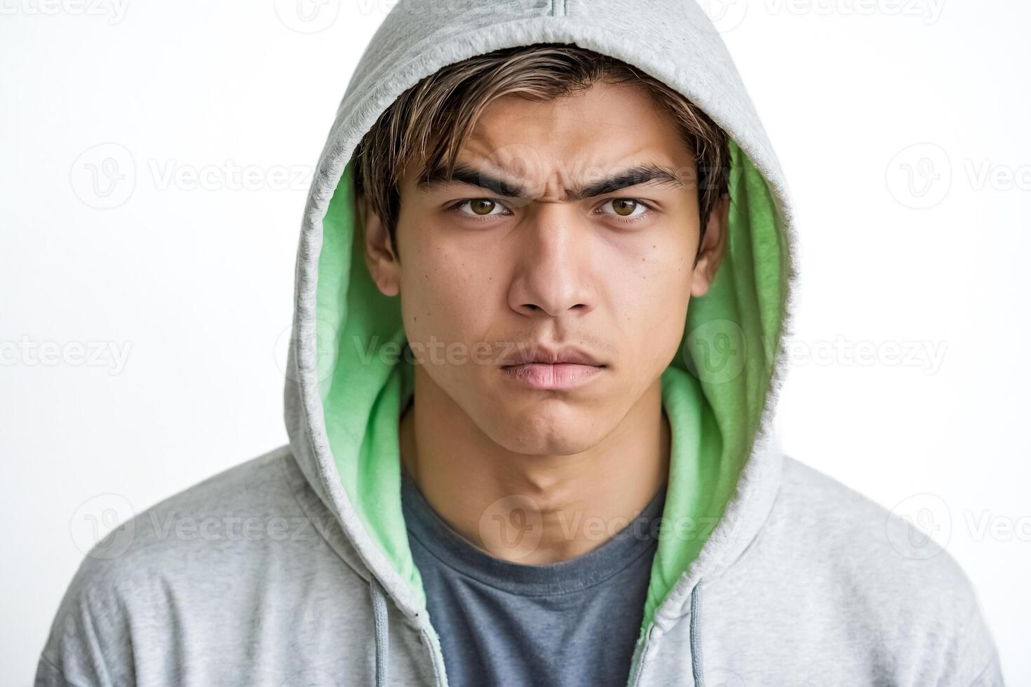Portrait of a Young Man Wearing a Hoodie photo