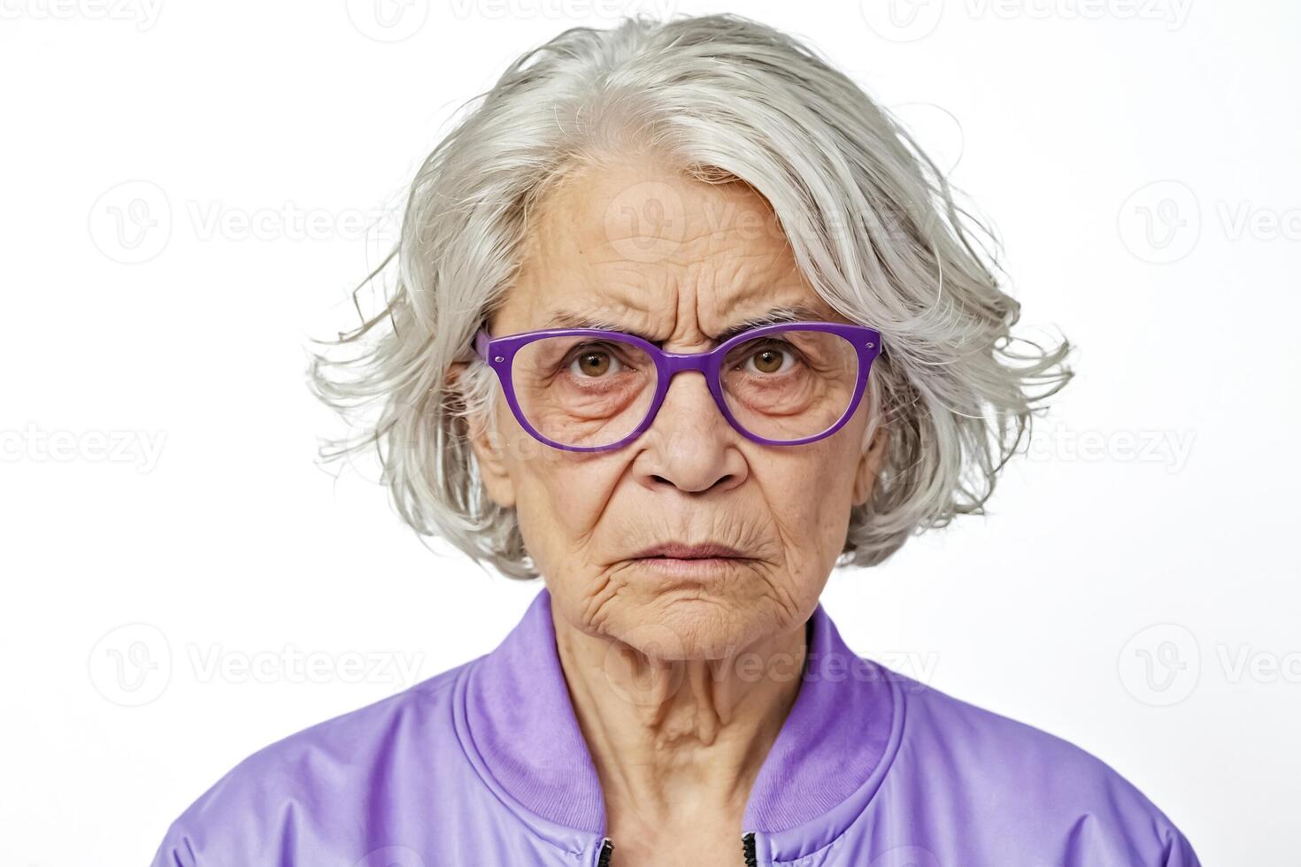Portrait of a Senior Woman with Purple Glasses photo