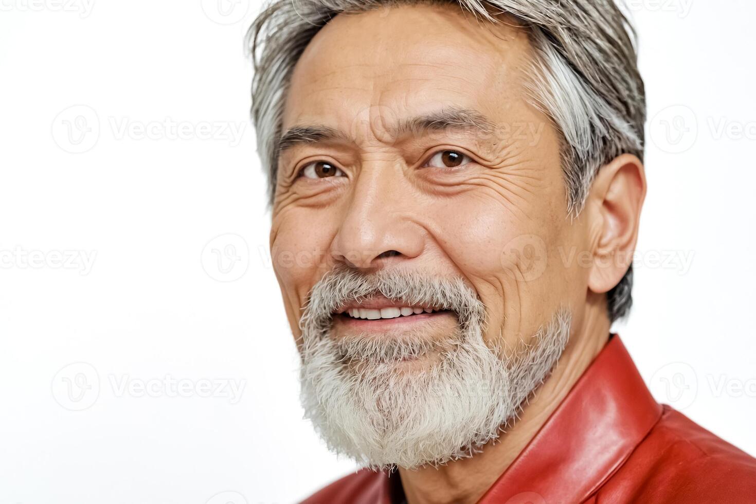 Portrait of a smiling senior man with gray hair and beard photo