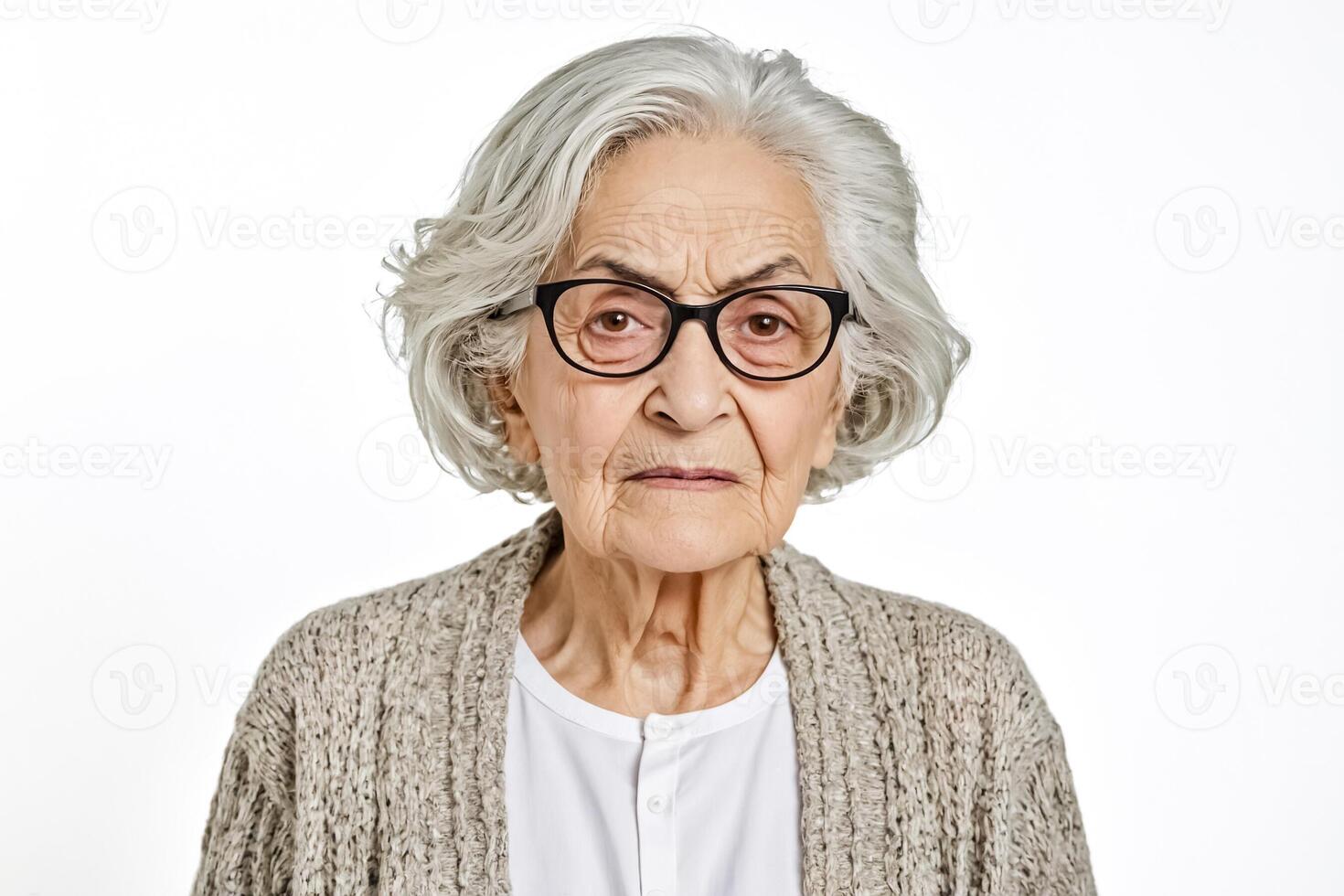 Portrait of a senior woman with a serious expression photo