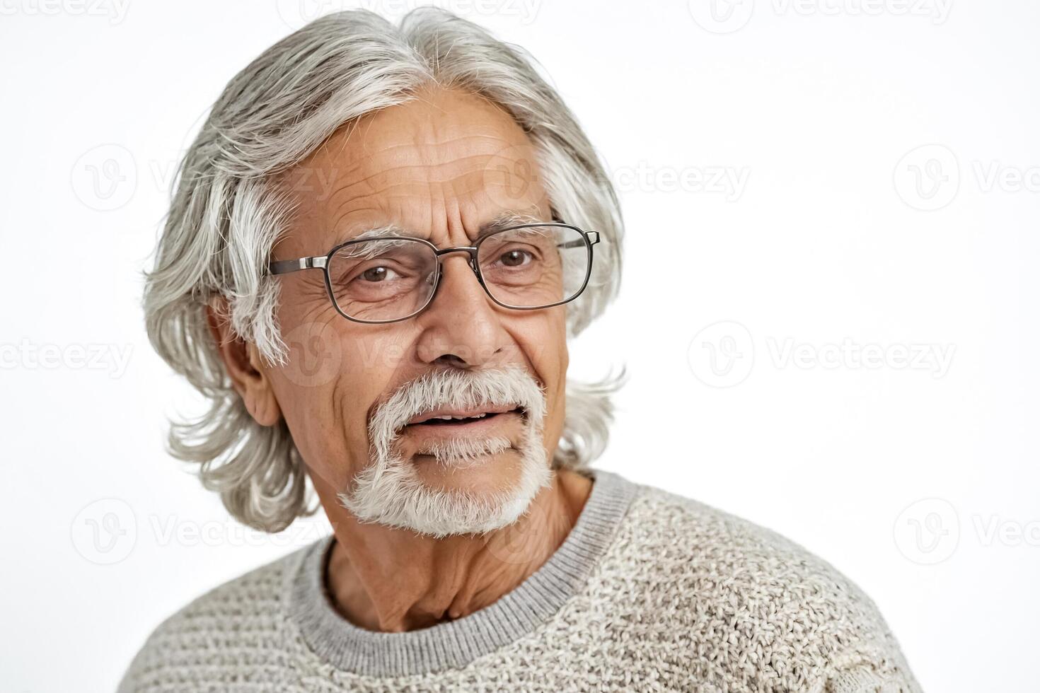 Portrait of a Senior Man with a White Beard and Mustache photo