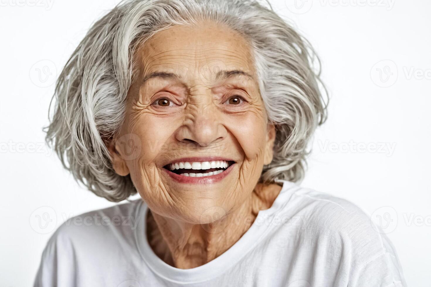 Senior woman smiling warmly photo