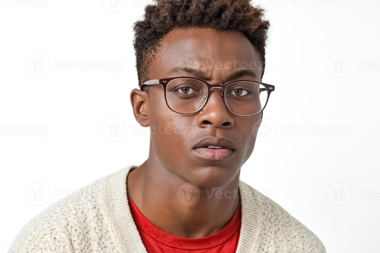 Portrait of a Young Man with a Skeptical Expression photo