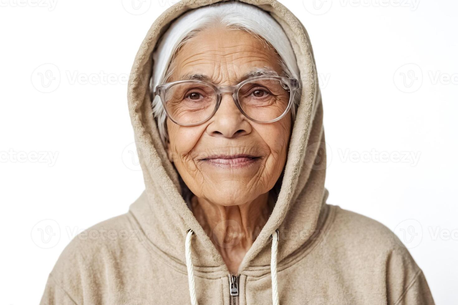 Portrait of a smiling older woman with glasses photo