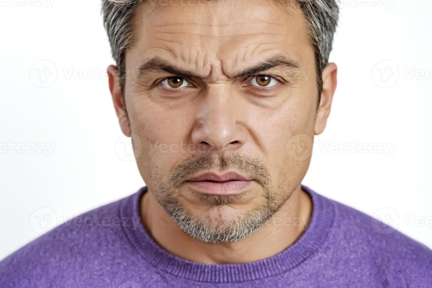 Close-up portrait of a man looking directly at the camera with a serious expression photo
